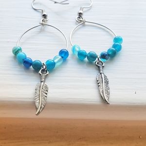 Handmade Bohemian feather hoops